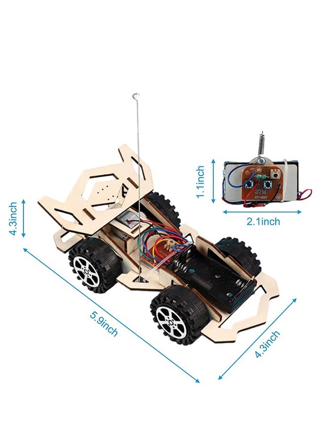 Wooden Wireless Remote Control Racing Car F4, Science Experiment, 3D Wooden Puzzles,  for Applicable to Youth Age,Robotic Stem Project Model Car Kits to Build - Image 2